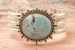 Navajo Artist Artie Yellowhorse Golden Hill Turquoise Sterling Silver Bracelet